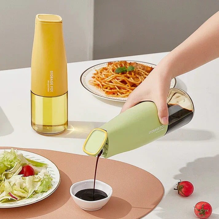 Transparent Automatic Glass Oil Bottle/Storage (White Colour)