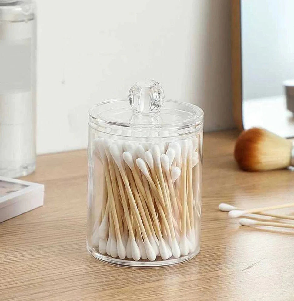Set of 3 Acrylic Cotton Bud Holder, Set of 3 Cotton Swab Dispenser, Bathroom Vanity Cotton Pads Holder