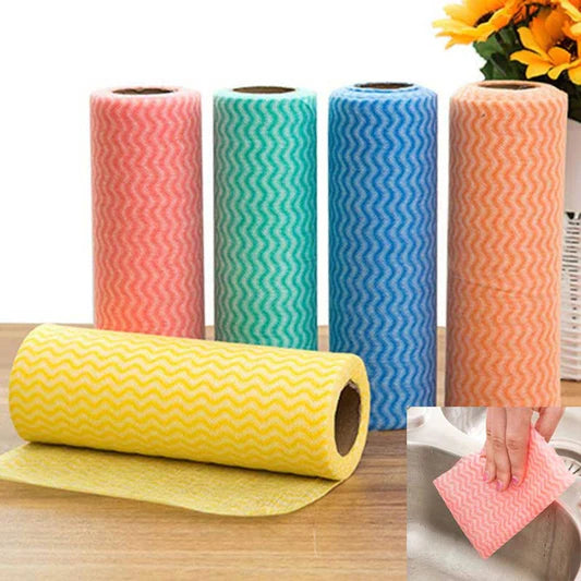 Non-Woven Fabric Washing Cleaning Cloth 50Pcs Sheet Roll