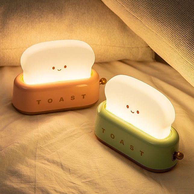 Cute Toast Night Light with Adjustable Brightness