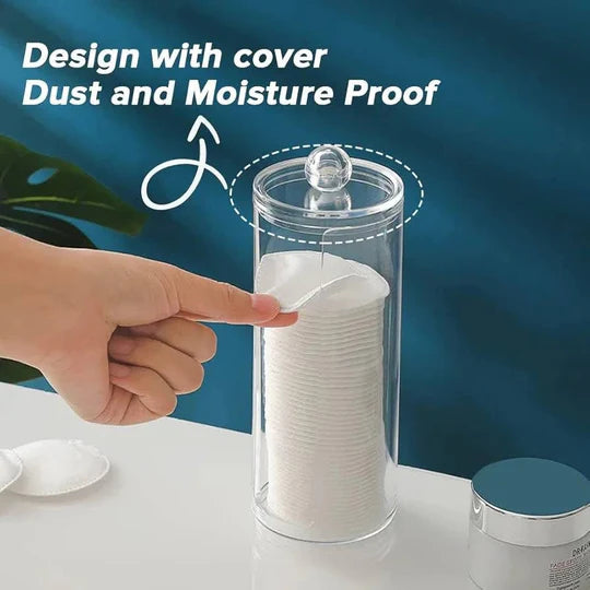 Set of 3 Acrylic Cotton Bud Holder, Set of 3 Cotton Swab Dispenser, Bathroom Vanity Cotton Pads Holder