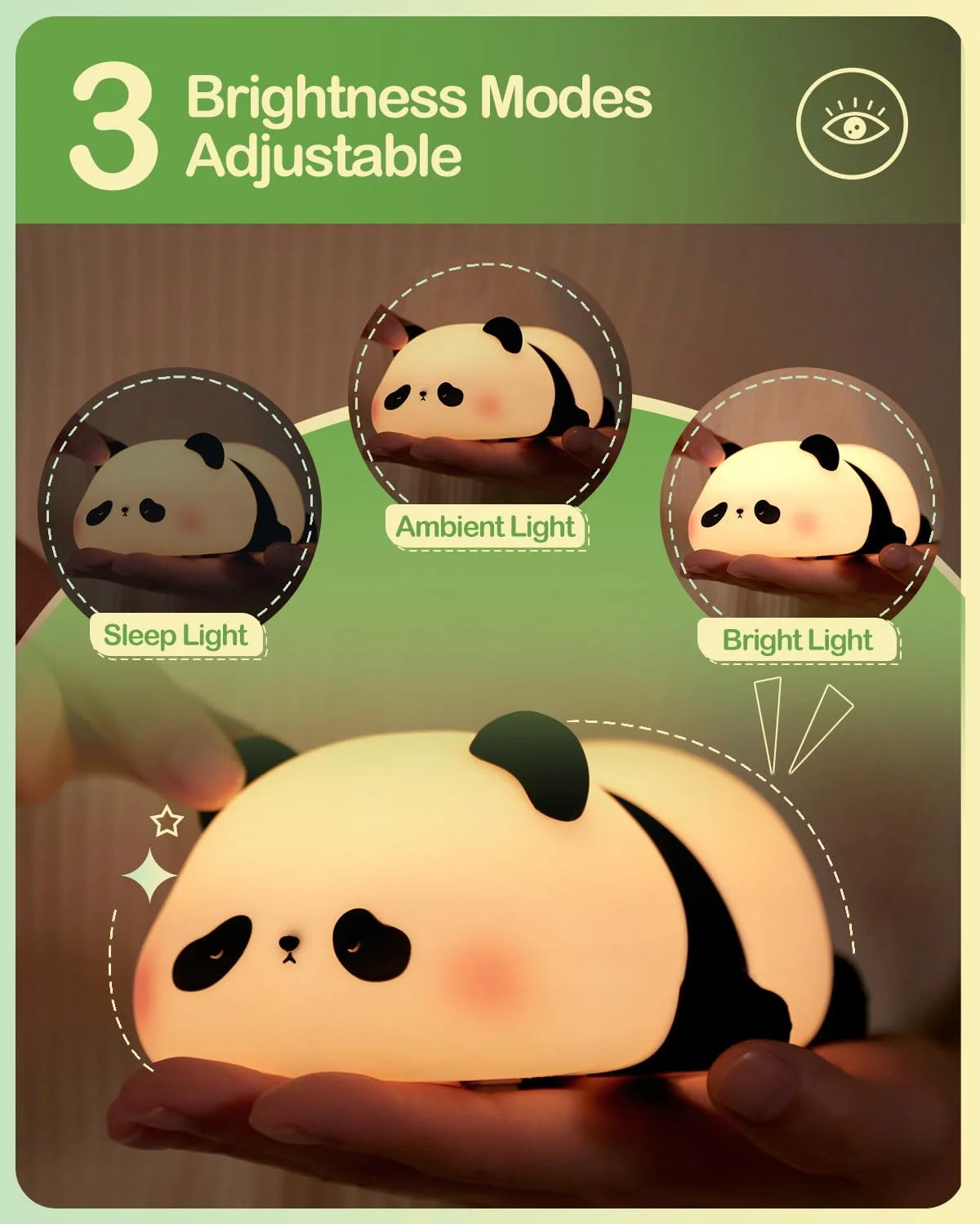 Cute panda Pat Lamp-Silicone Touch Night Lamp For Decor