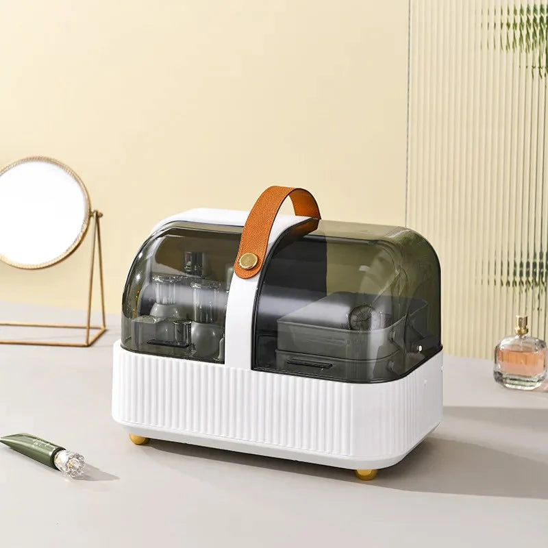 Portable Cosmetics Storage Box Desktop Lipstick Skin Care Products Jewelry Storage Organizing Rack Dust-proof Vanity Storage