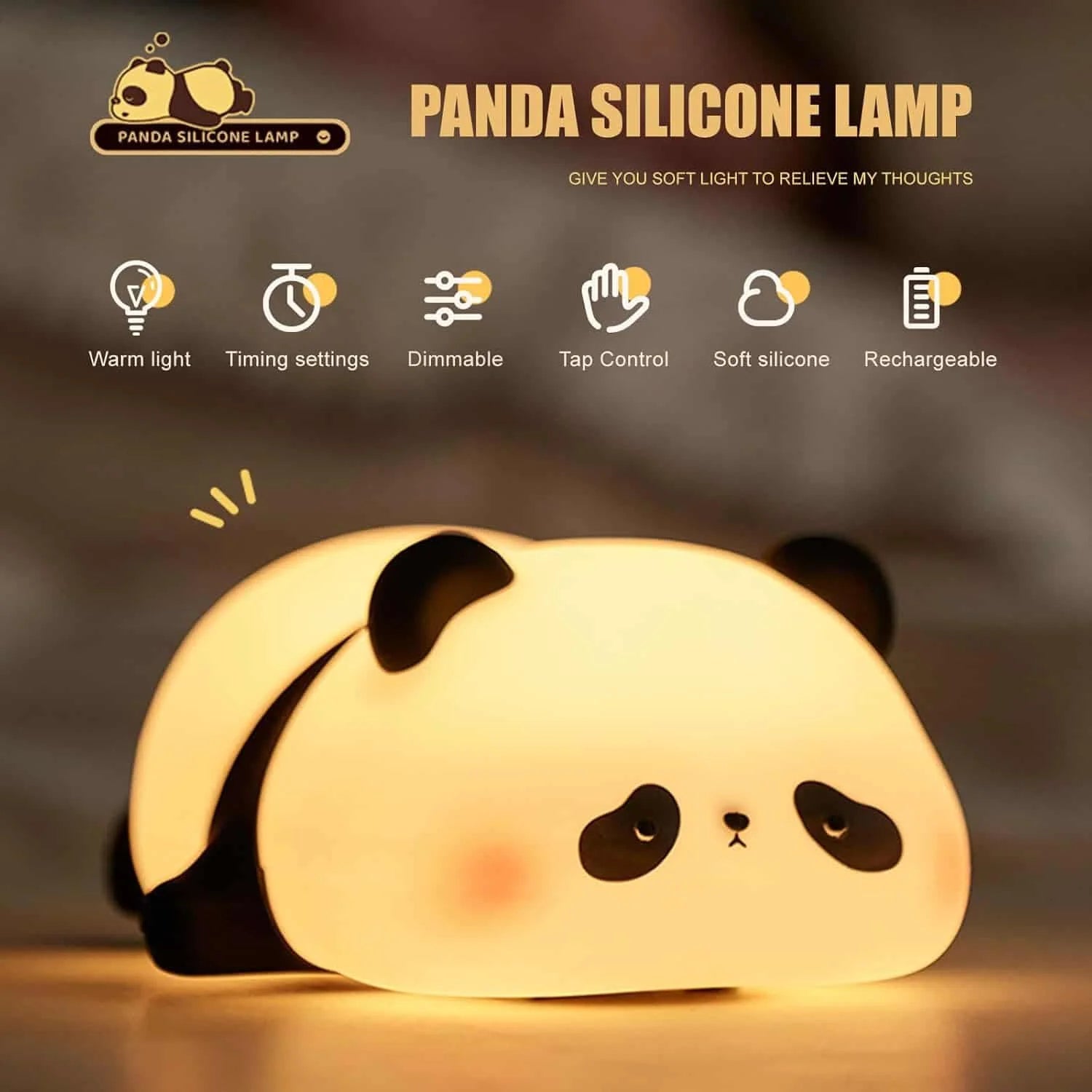 Cute panda Pat Lamp-Silicone Touch Night Lamp For Decor