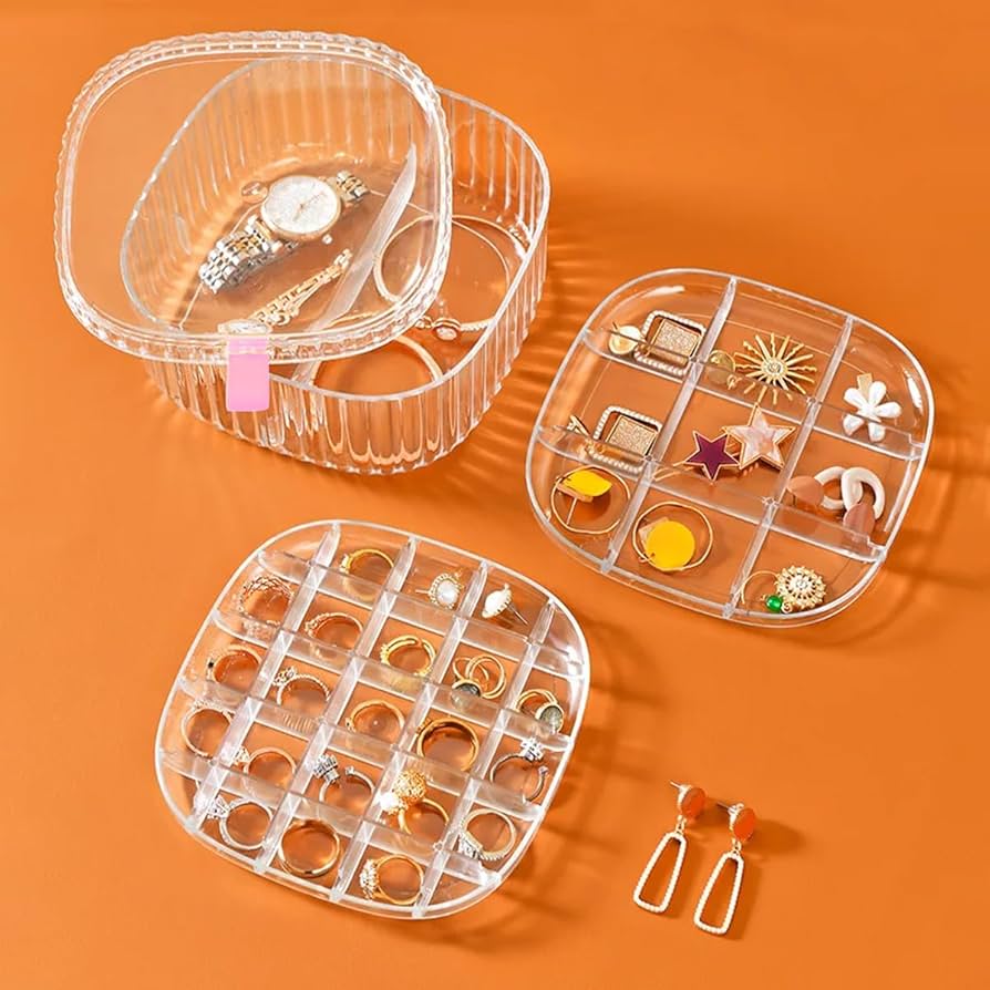 3 Layer Transparent Crystal Jewelry Storage Organizer