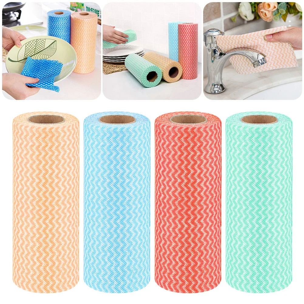 Non-Woven Fabric Washing Cleaning Cloth 50Pcs Sheet Roll