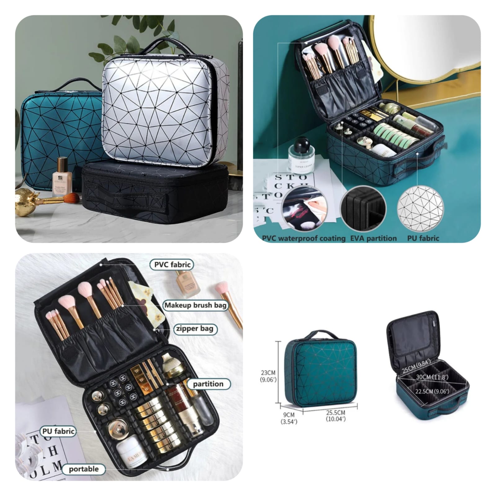 Diamond Cut Cosmetic Bag, Travel Makeup Pouch & Cosmetic Organizer