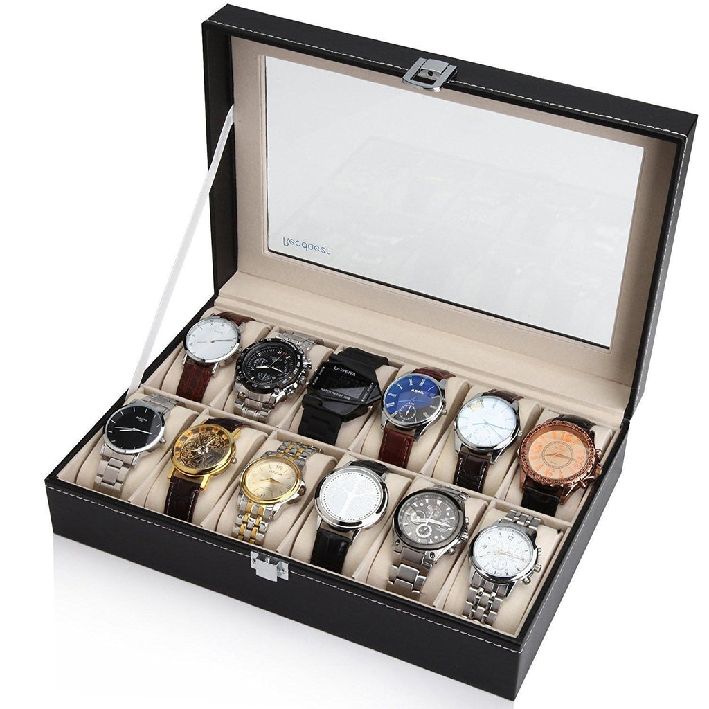 PU Leather Imported Premium Quality Watch Storage Box (12 Slots)