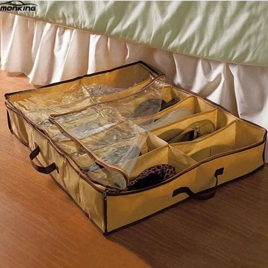 12-Compartment Under bed Shoe Organizer Portable Storage Bag