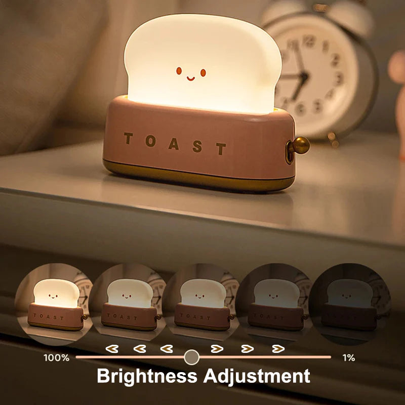 Cute Toast Night Light with Adjustable Brightness