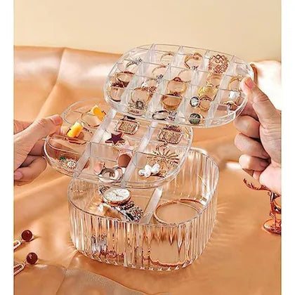 3 Layer Transparent Crystal Jewelry Storage Organizer