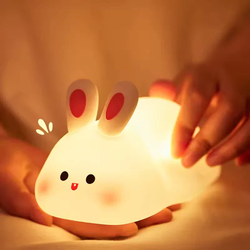 Cute Rabbit Pat Lamp-Silicone Touch Night Lamp For Decor