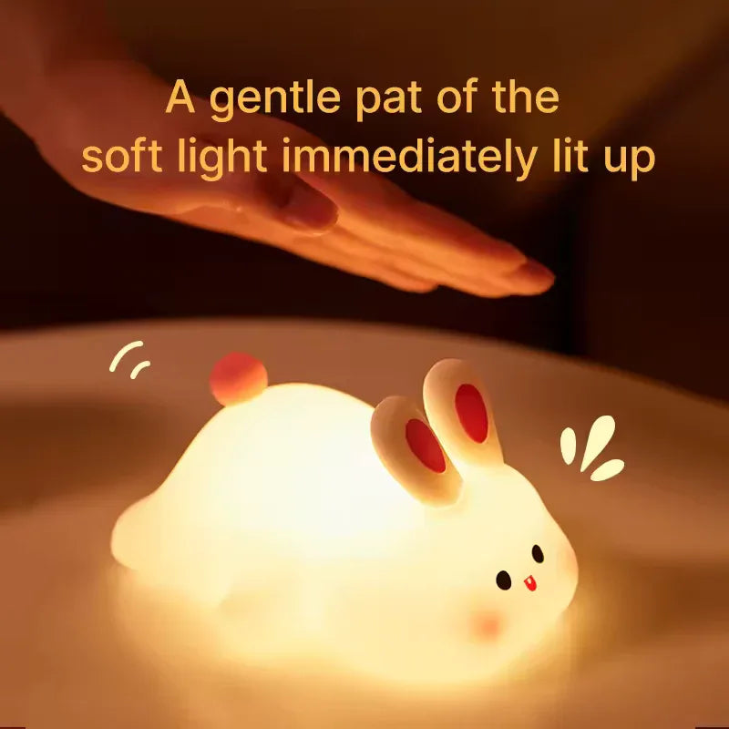 Cute Rabbit Pat Lamp-Silicone Touch Night Lamp For Decor